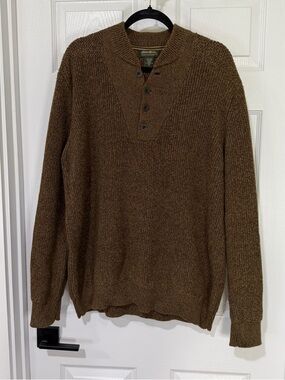 XLTall Eddie Bauer Brown V-Neck Henley Sweater